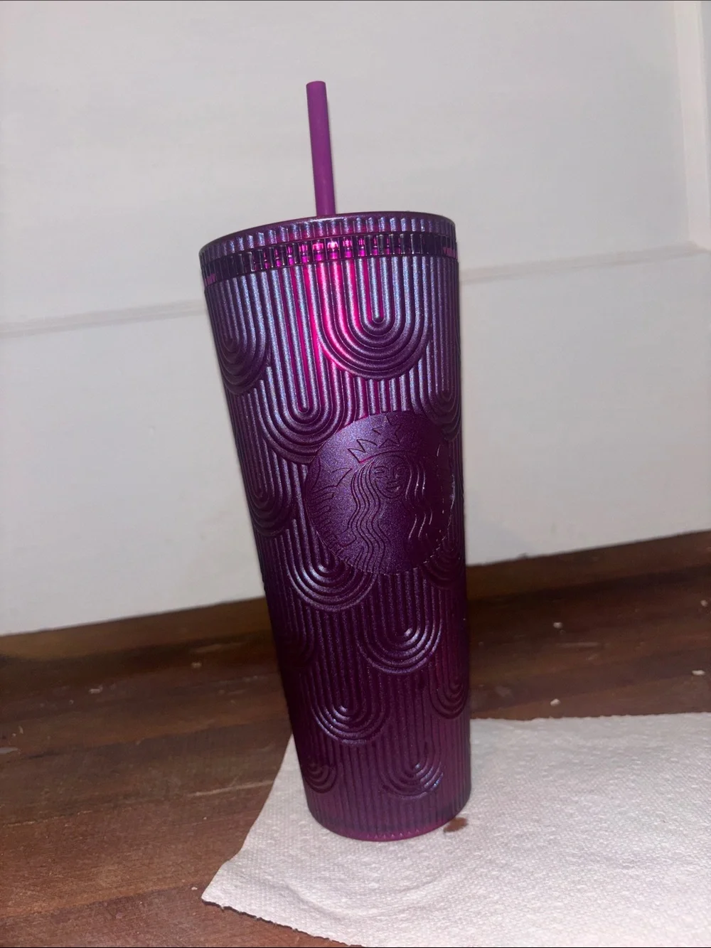 Starbucks Metallic Purple Ombre Tall Tumbler with Straw
